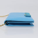 Salvatore Ferragamo Vala Chain Shoulder Wallet Leather Blue Gold Auth hk4008A-4