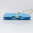Salvatore Ferragamo Vala Chain Shoulder Wallet Leather Blue Gold Auth hk4008A-5