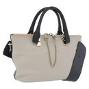 Chloe Bailey Hand Bag Leather 2way Beige Gold Auth hk4009V-1