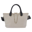 Chloe Bailey Hand Bag Leather 2way Beige Gold Auth hk4009V-13