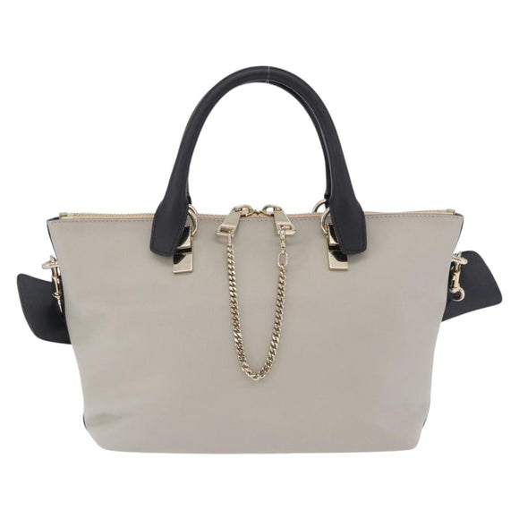 Chloe Bailey Hand Bag Leather 2way Beige Gold Auth hk4009V