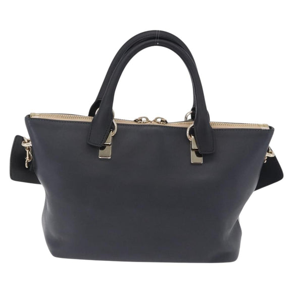 Chloe Bailey Hand Bag Leather 2way Beige Gold Auth hk4009V