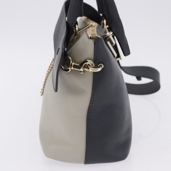 Chloe Bailey Hand Bag Leather 2way Beige Gold Auth hk4009V