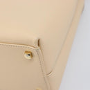 Salvatore Ferragamo Gancini Hand Bag Leather 2way Beige Gold Auth hk4010-12