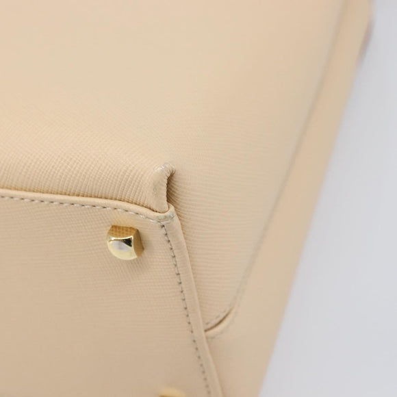 Salvatore Ferragamo Gancini Hand Bag Leather 2way Beige Gold Auth hk4010