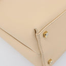 Salvatore Ferragamo Gancini Hand Bag Leather 2way Beige Gold Auth hk4010-13