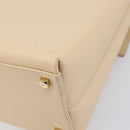 Salvatore Ferragamo Gancini Hand Bag Leather 2way Beige Gold Auth hk4010-14