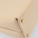 Salvatore Ferragamo Gancini Hand Bag Leather 2way Beige Gold Auth hk4010-15