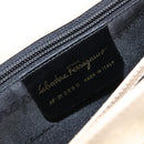 Salvatore Ferragamo Gancini Hand Bag Leather 2way Beige Gold Auth hk4010-19