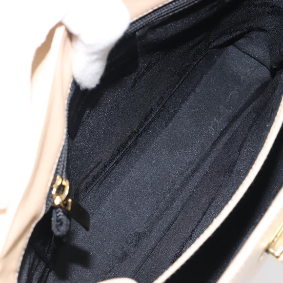Salvatore Ferragamo Gancini Hand Bag Leather 2way Beige Gold Auth hk4010
