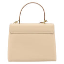Salvatore Ferragamo Gancini Hand Bag Leather 2way Beige Gold Auth hk4010-3