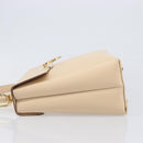 Salvatore Ferragamo Gancini Hand Bag Leather 2way Beige Gold Auth hk4010-5