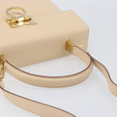Salvatore Ferragamo Gancini Hand Bag Leather 2way Beige Gold Auth hk4010-7