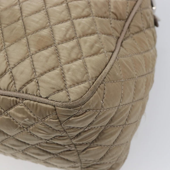 Salvatore Ferragamo Vala Hand Bag Nylon Brown Silver Auth hk4011
