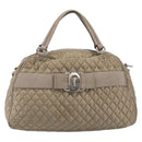 Salvatore Ferragamo Vala Hand Bag Nylon Brown Silver Auth hk4011-2