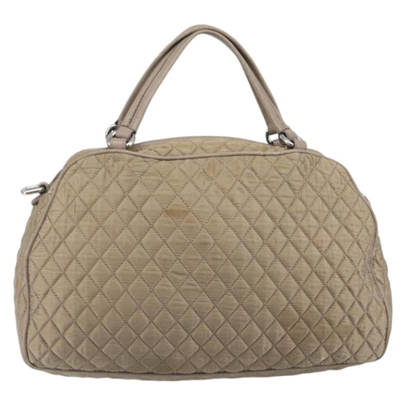 Salvatore Ferragamo Vala Hand Bag Nylon Brown Silver Auth hk4011