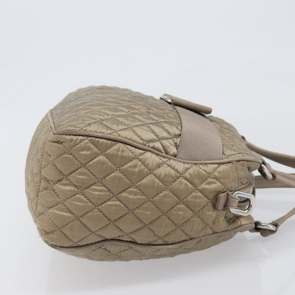 Salvatore Ferragamo Vala Hand Bag Nylon Brown Silver Auth hk4011