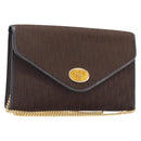 Christian Dior Trotter Canvas Chain Shoulder Bag Brown Gold Auth hk4014A-1