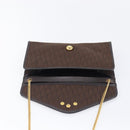 Christian Dior Trotter Canvas Chain Shoulder Bag Brown Gold Auth hk4014A-15
