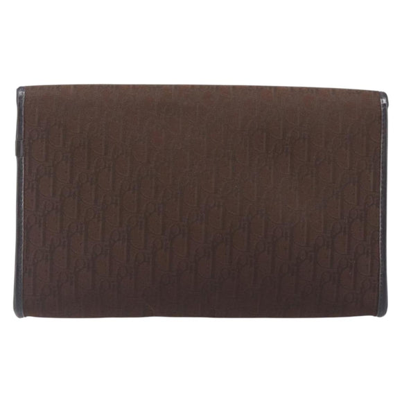 Christian Dior Trotter Canvas Chain Shoulder Bag Brown Gold Auth hk4014A