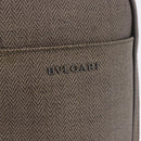 BVLGARI Body Bag PVC Leather Brown Silver Auth hk4015-17