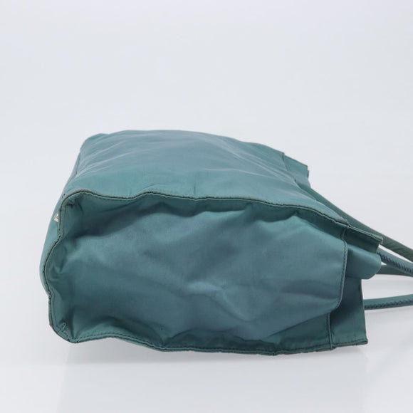 PRADA Hand Bag Nylon Green Silver Auth hk4017