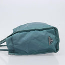 PRADA Hand Bag Nylon Green Silver Auth hk4017-5