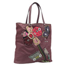 PRADA Tote Bag Nylon Red Silver Auth hk4020-1
