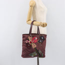 PRADA Tote Bag Nylon Red Silver Auth hk4020-22