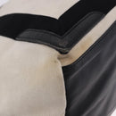 BALENCIAGA Navy Cabas Hand Bag Canvas White Black Auth hk4021-11