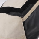 BALENCIAGA Navy Cabas Hand Bag Canvas White Black Auth hk4021-13