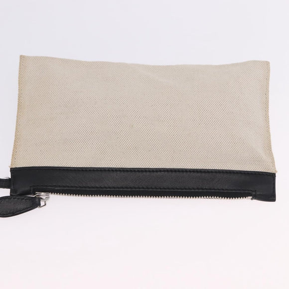 BALENCIAGA Navy Cabas Hand Bag Canvas White Black Auth hk4021
