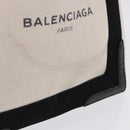 BALENCIAGA Navy Cabas Hand Bag Canvas White Black Auth hk4021-3