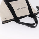 BALENCIAGA Navy Cabas Hand Bag Canvas White Black Auth hk4021-7