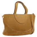 BVLGARI Decollete Hand Bag Suede 2way Brown Gold Auth hk4023-1