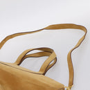 BVLGARI Decollete Hand Bag Suede 2way Brown Gold Auth hk4023-10