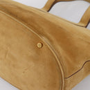 BVLGARI Decollete Hand Bag Suede 2way Brown Gold Auth hk4023-12
