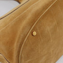 BVLGARI Decollete Hand Bag Suede 2way Brown Gold Auth hk4023-13