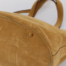 BVLGARI Decollete Hand Bag Suede 2way Brown Gold Auth hk4023-14