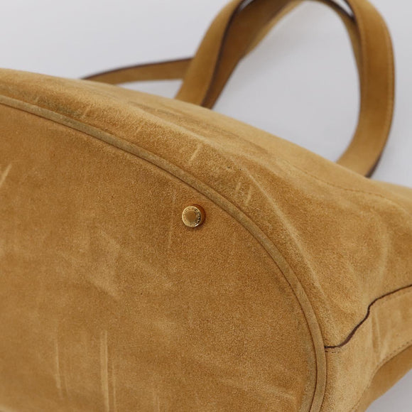 BVLGARI Decollete Hand Bag Suede 2way Brown Gold Auth hk4023