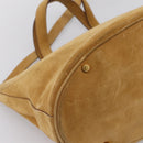 BVLGARI Decollete Hand Bag Suede 2way Brown Gold Auth hk4023-15