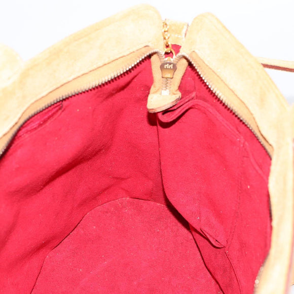 BVLGARI Decollete Hand Bag Suede 2way Brown Gold Auth hk4023