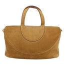BVLGARI Decollete Hand Bag Suede 2way Brown Gold Auth hk4023-2