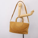 BVLGARI Decollete Hand Bag Suede 2way Brown Gold Auth hk4023-24