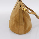 BVLGARI Decollete Hand Bag Suede 2way Brown Gold Auth hk4023-4