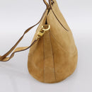BVLGARI Decollete Hand Bag Suede 2way Brown Gold Auth hk4023-5