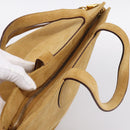 BVLGARI Decollete Hand Bag Suede 2way Brown Gold Auth hk4023-6