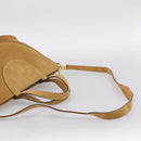 BVLGARI Decollete Hand Bag Suede 2way Brown Gold Auth hk4023-9