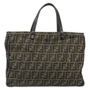 FENDI Zucca Canvas Hand Bag Black Brown Auth hk4024-13