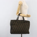 FENDI Zucca Canvas Hand Bag Black Brown Auth hk4024-22